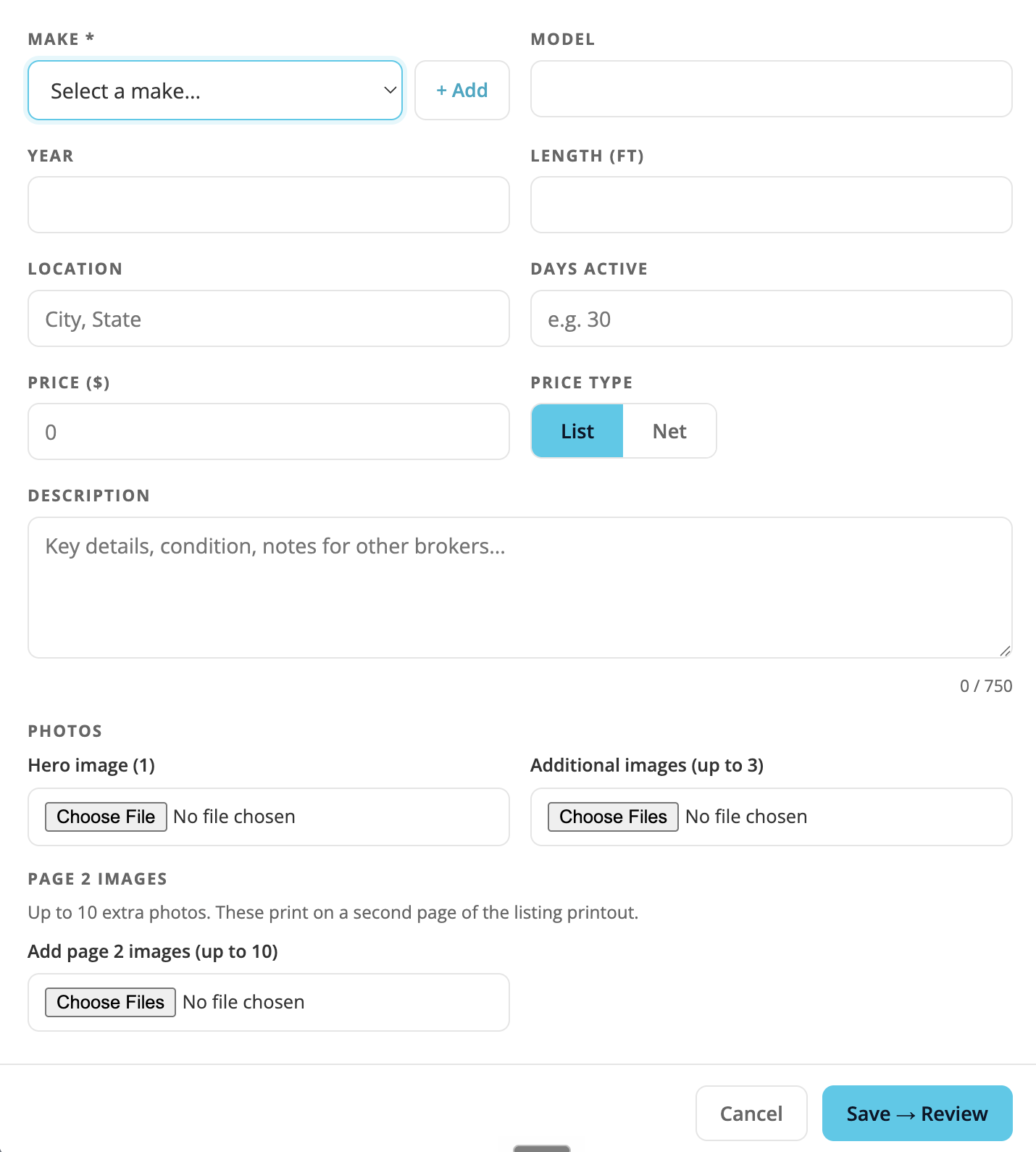 New Off Market Deal form