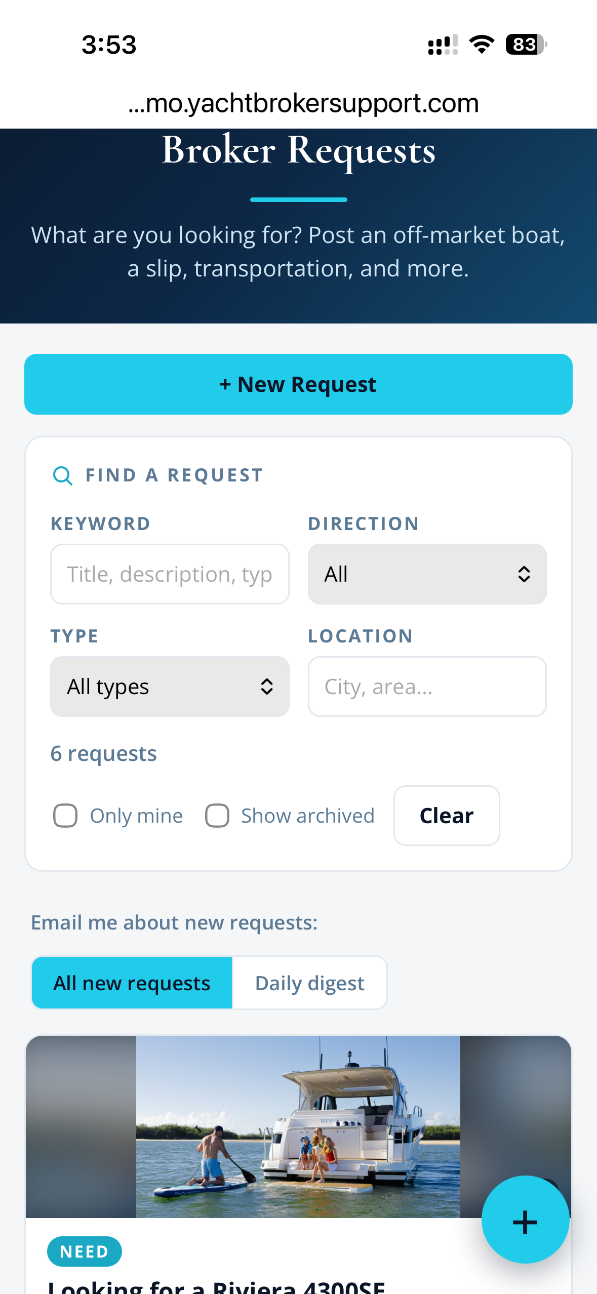The Broker Requests board