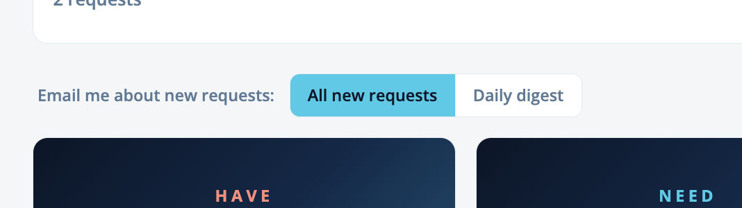 The notification preference strip