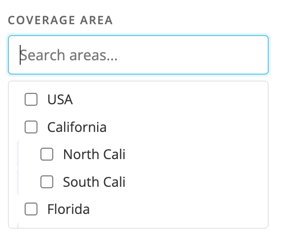 Coverage Area filter tiers