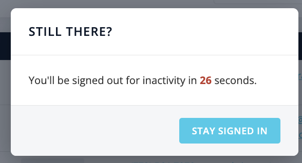 Inactivity warning box