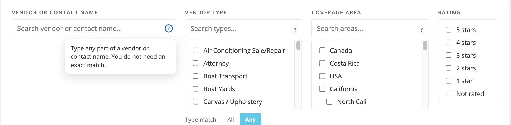 Search box with its help bubble open