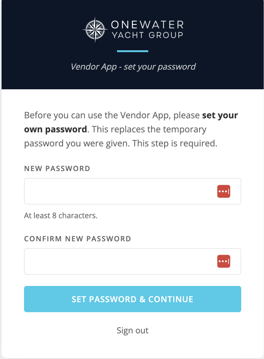 Set Your Password screen